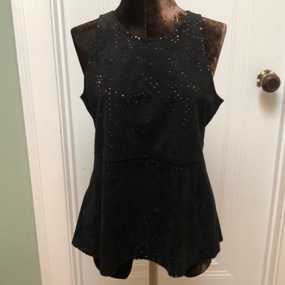 BCBGMAXAZRIA Black Sleeveless Peplum Top Small